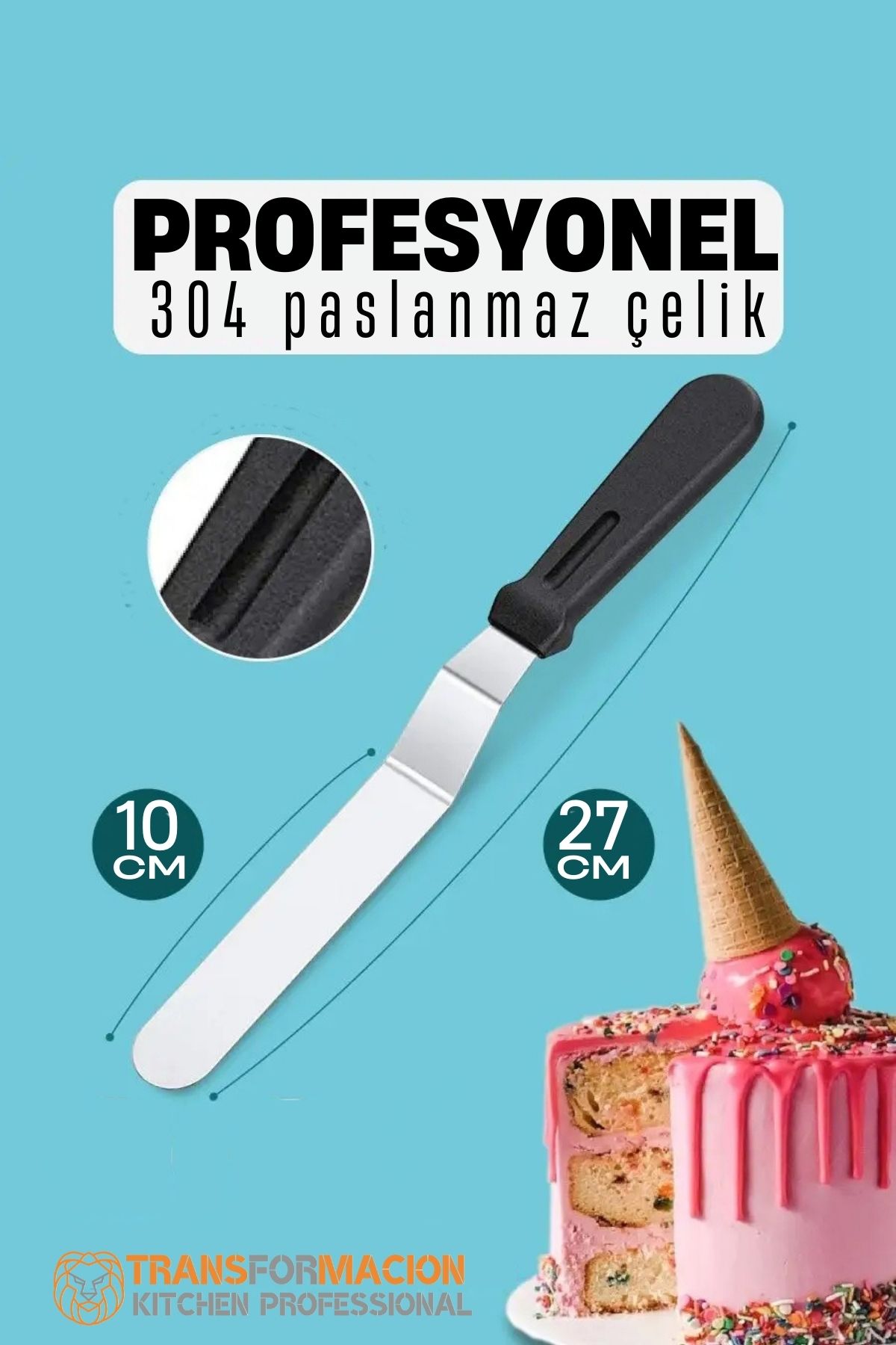 Pasta Spatulası Profesyonel 304 Paslanmaz Çelik 27 Cm 721739