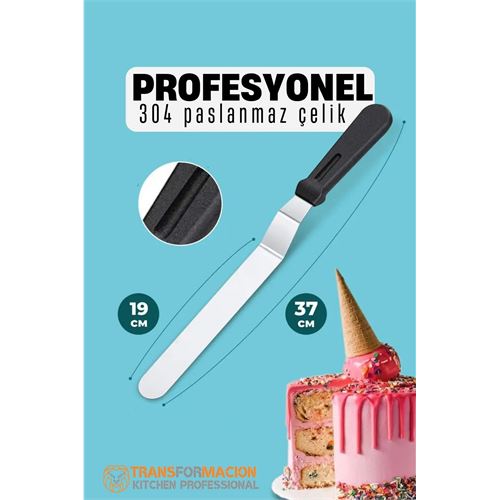 TransForMacion Pasta Spatulası Profesyonel 304 Paslanmaz Çelik 37 Cm 721741