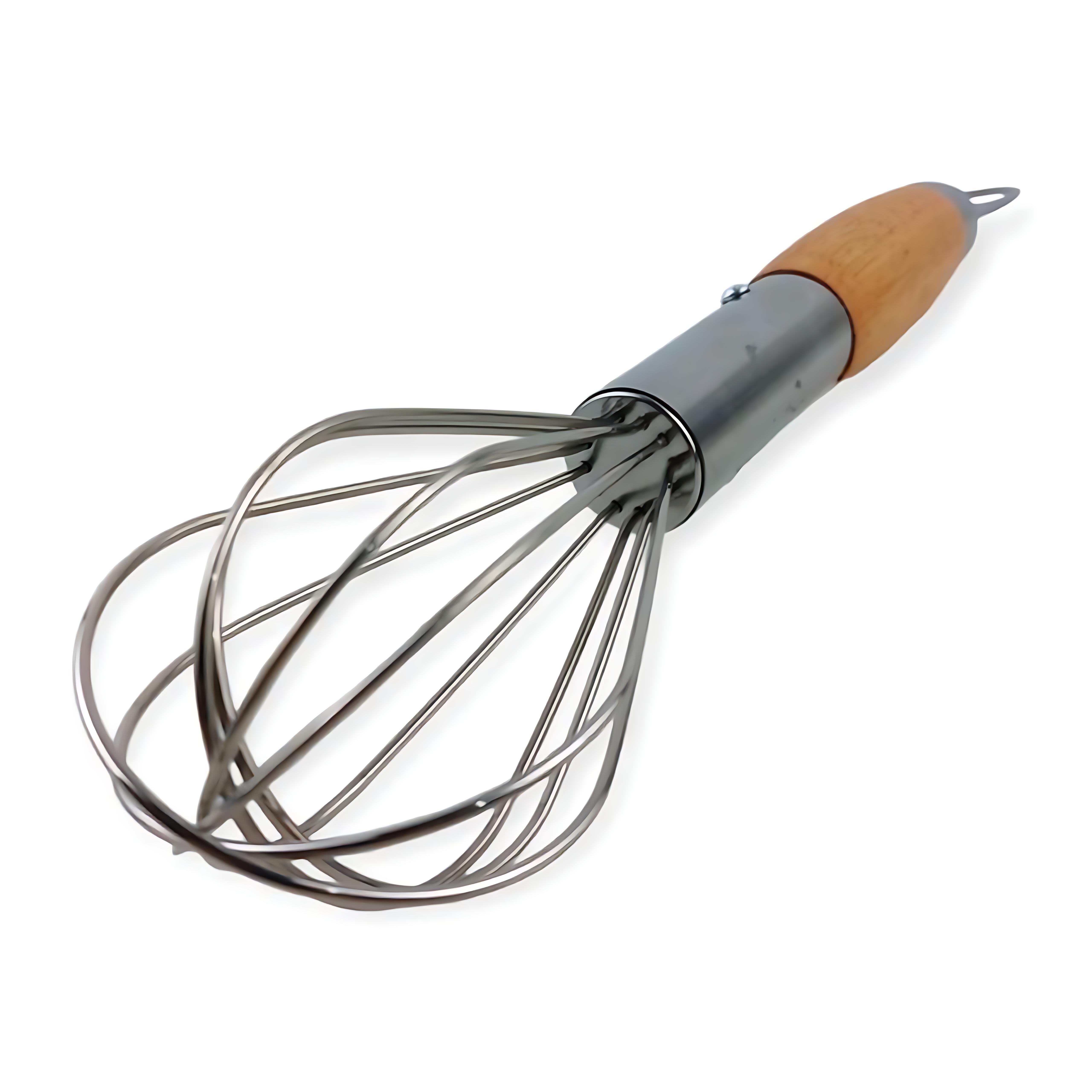 Ahşap Saplı Açacaklı Çırpıcı 304 Paslanmaz Çelik Yumurta ve Sos Çırpıcı Çırpma Teli 721745