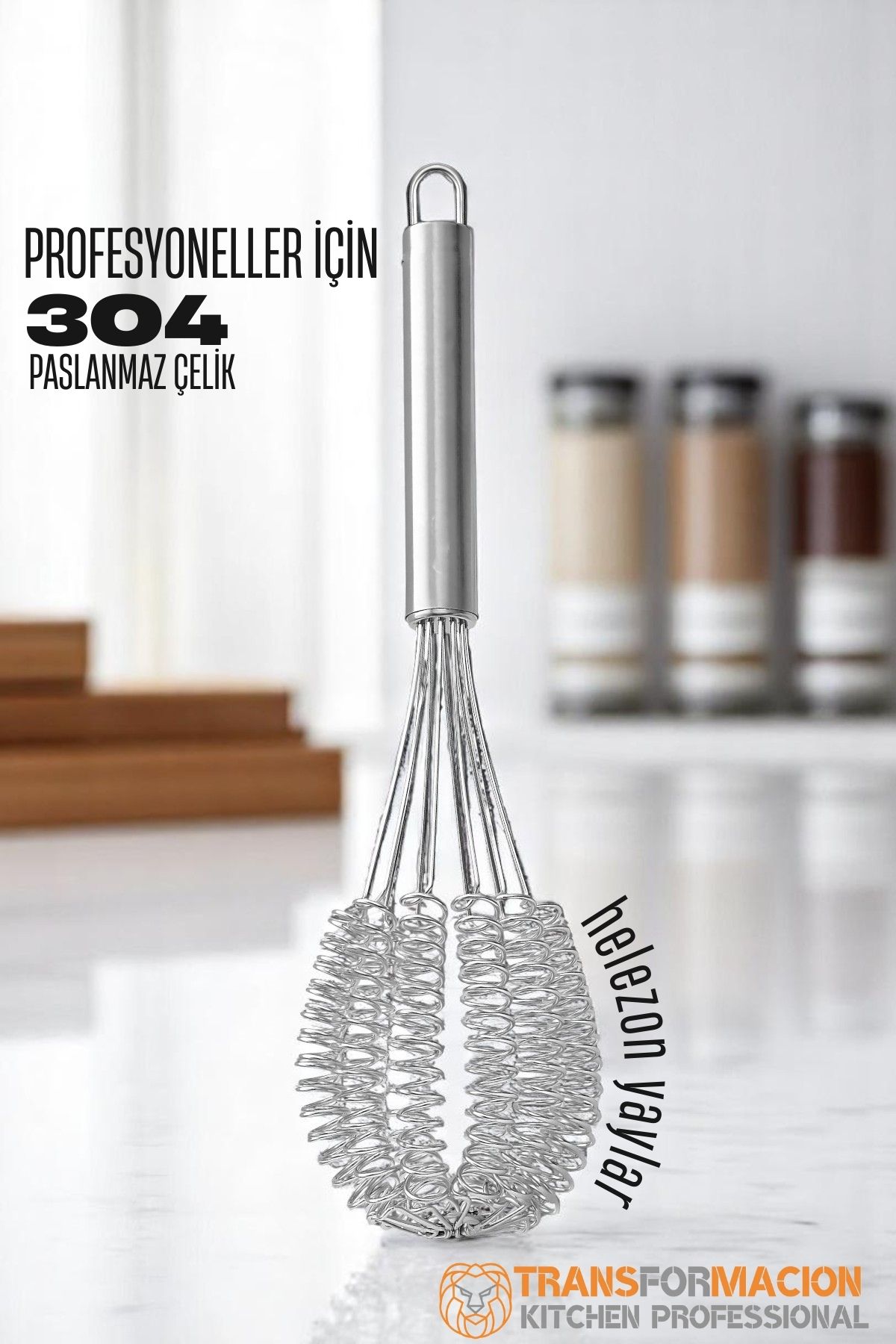 Helezon Yaylı Çırpıcı 304 Paslanmaz Çelik Makarna Çırpıcı Çırpma Teli 721749