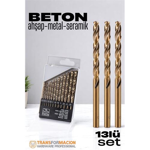 Transformacion Beton Matkap Ucu Seti- Çelik Beton Metal Ahşap Matkap 13 lü SET 721729