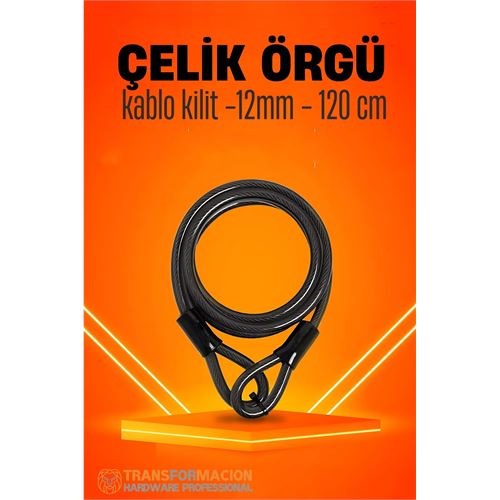 Transformacion Çelik Örgü Kablo Kilit 12mm 120 cm Bisiklet Kilidi Motosiklet Kilidi Eşya Garaj Kilidi 721730