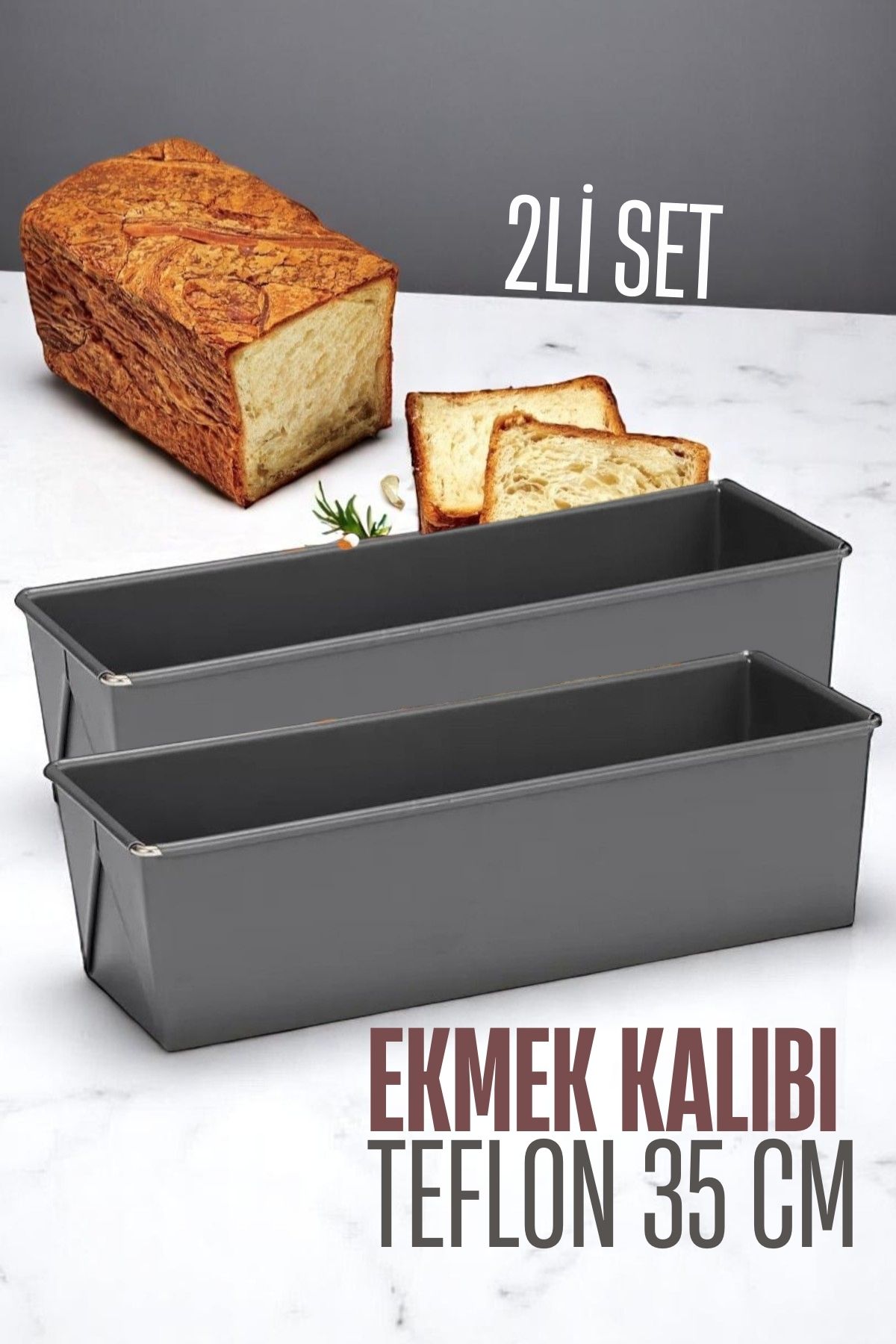 Modacar Teflon Ekmek Pişirme Kalıbı Evde Ekmek Yapımı Kalıbı 2 adet 35 CM 