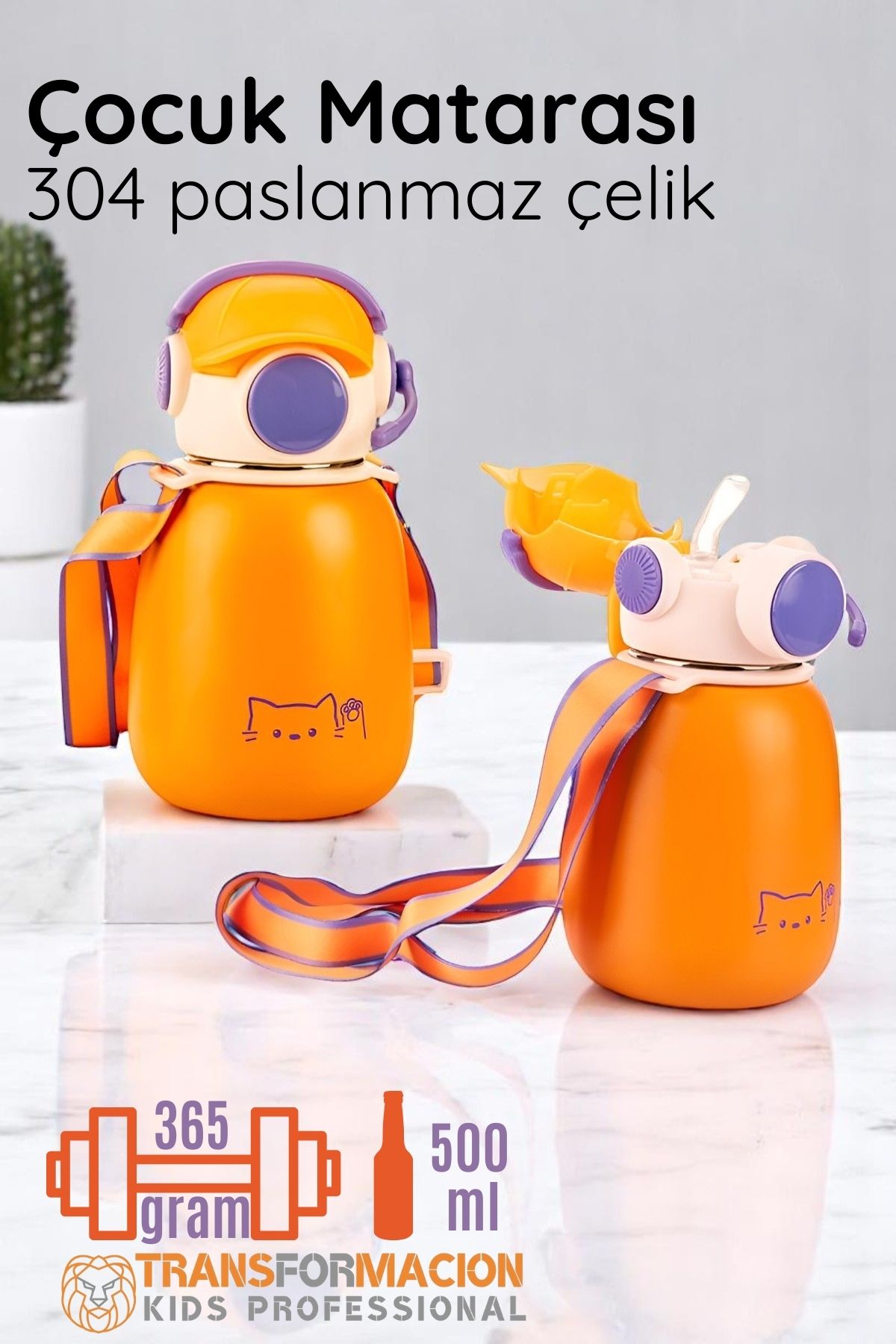 Inox Çelik Hafif Çocuk Matarası 500 ml KAPASİTELİ