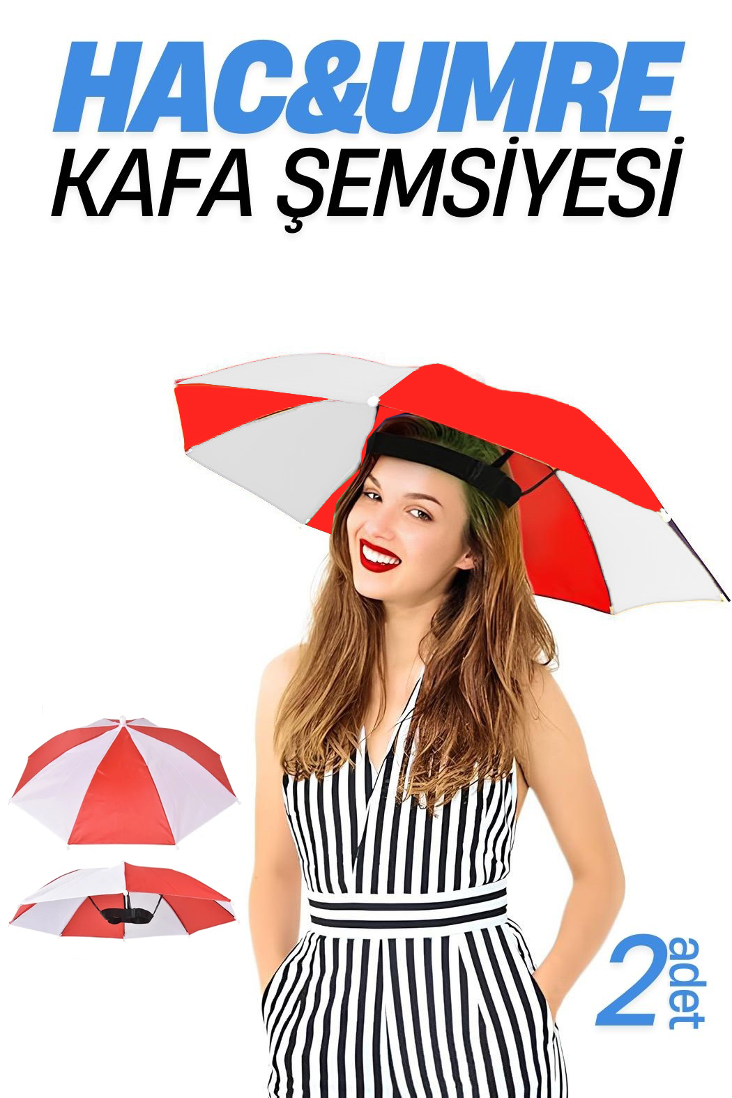 Hac Umre Kafa Şemsiyesi Güneş Koruma Şemsiyesi 2 adet 1