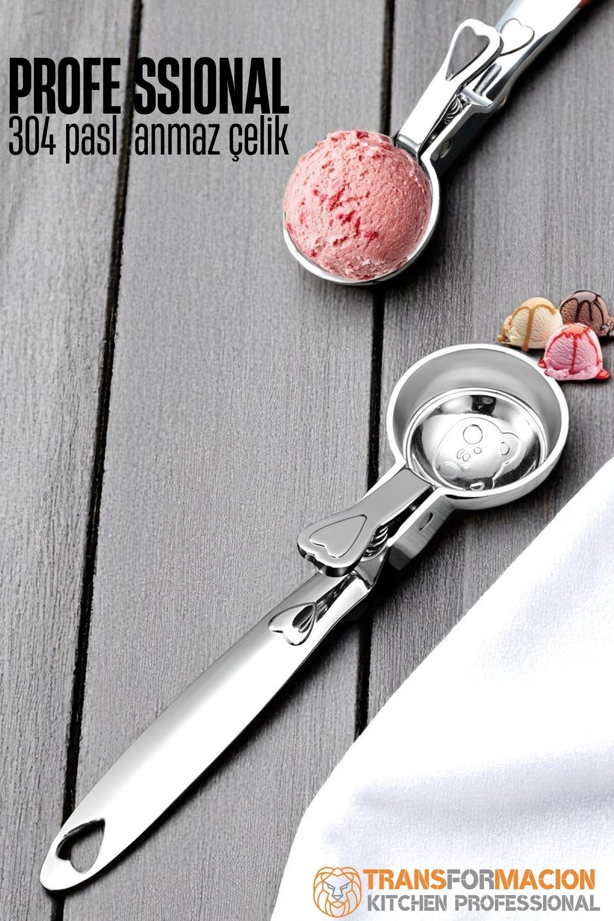 Mandallı Dondurma Kaşığı Dondurma Porsiyon Kaşığı Kurabiye Köfte Helva Porsiyonlama