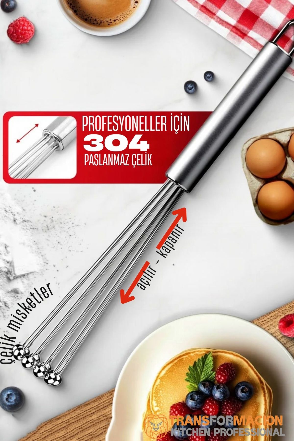 Çelik Misketli Yaylı Açılır Kapanır Çırpıcı 304 Paslanmaz Çelik Çırpıcı Çırpma Teli