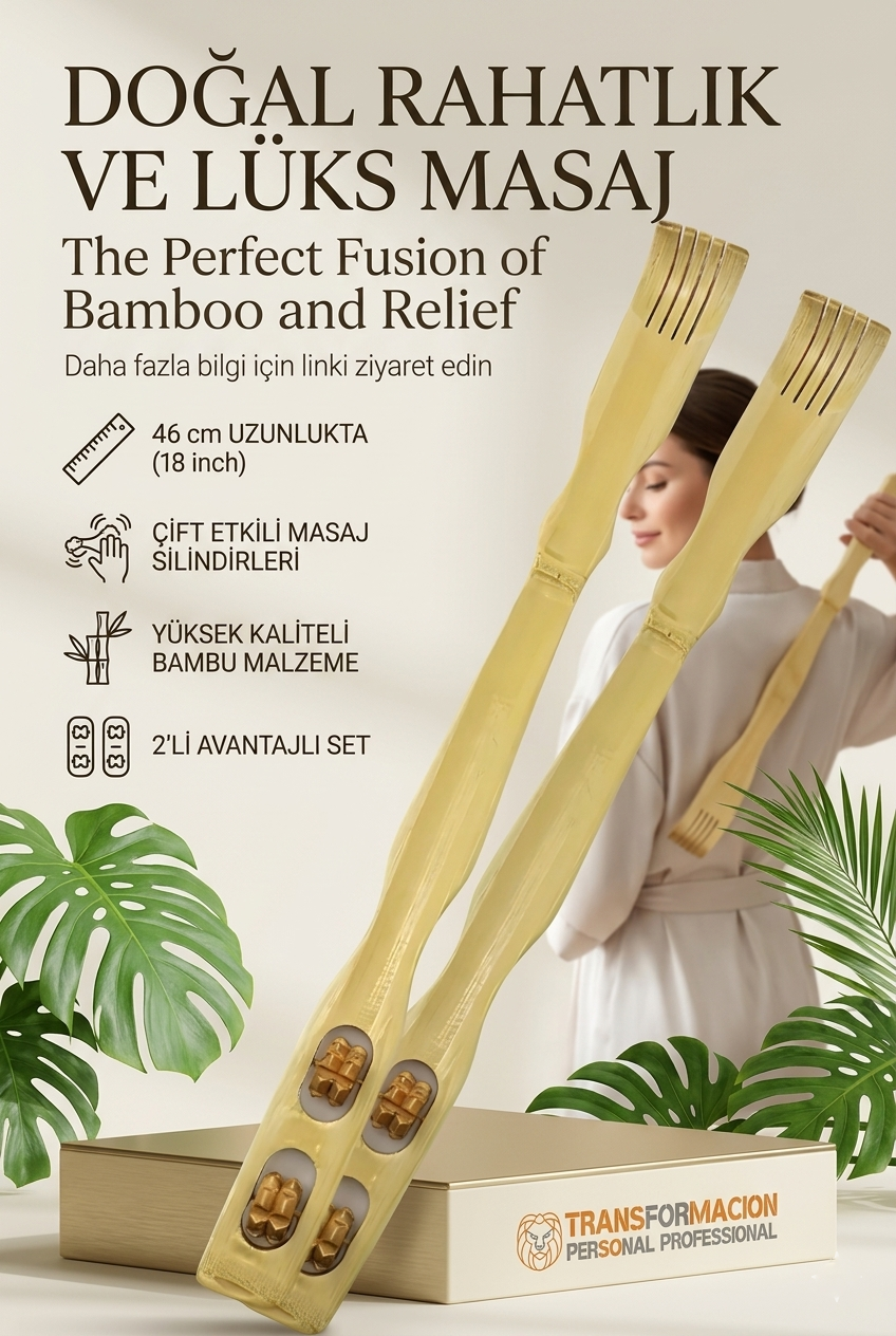 Masajlı Sırt Kaşıma Aparatı - Bambu Sırt Kaşıyıcı 2 li set 721765