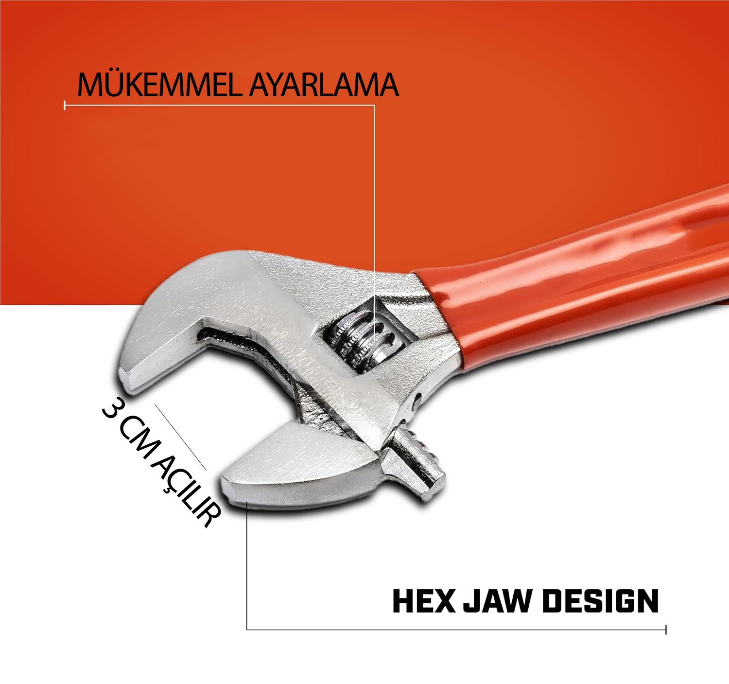 3 cm Ağız Kurbağacık - İngiliz Anahtarı 10 İnç 25 cm 721778