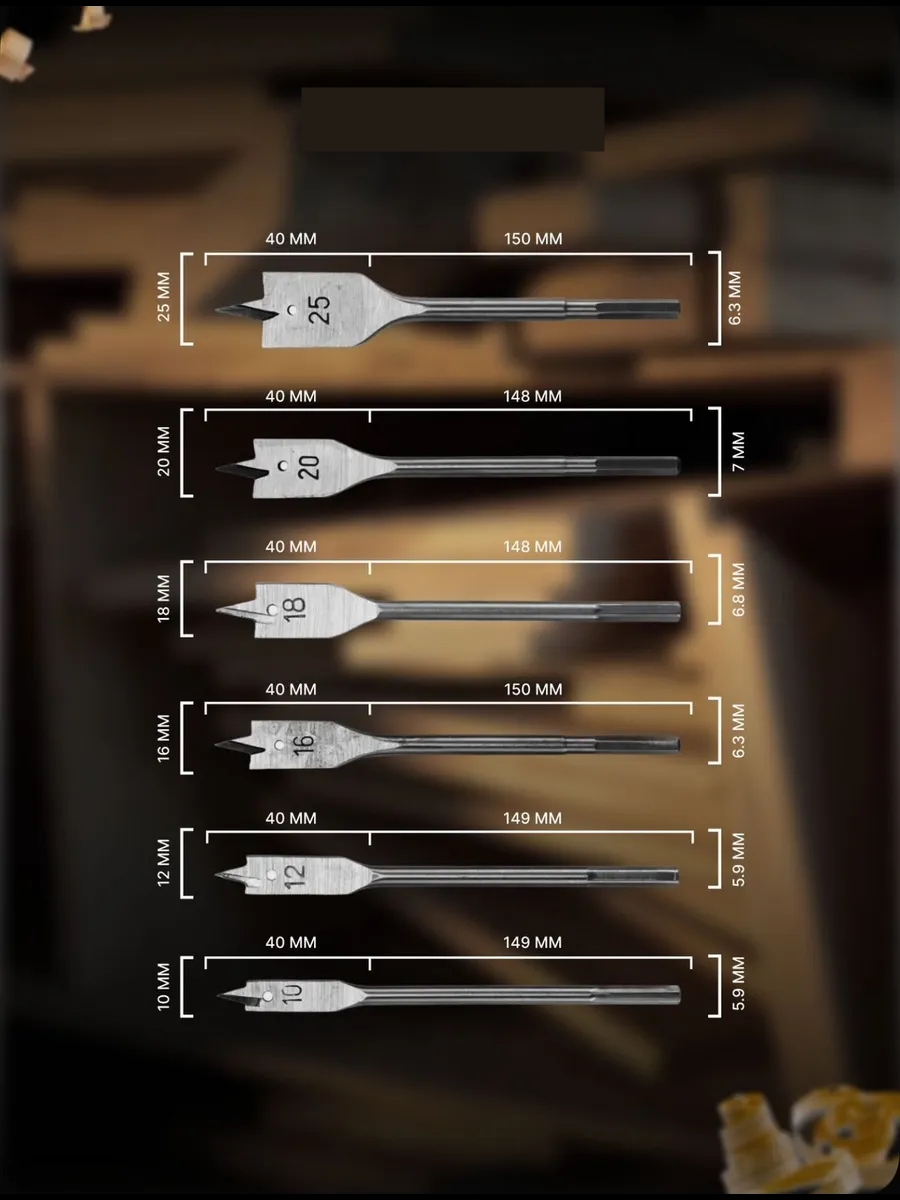 Ahşap Yaprak Matkap Ucu Seti - Plastik Fiberglas Ahşap Delik Açma Panç Seti 721780