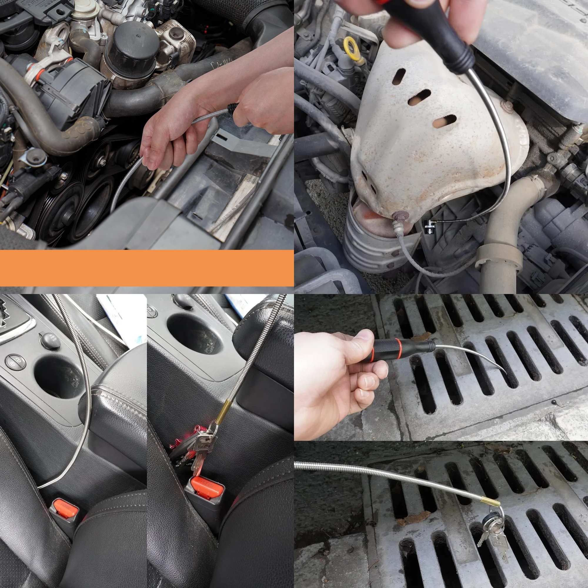 Esnek Manyetik Toplama Aracı - Mıknatıslı Spiralli Çubuk Metal Vida Civata Somun Arama Çubuğu 721781