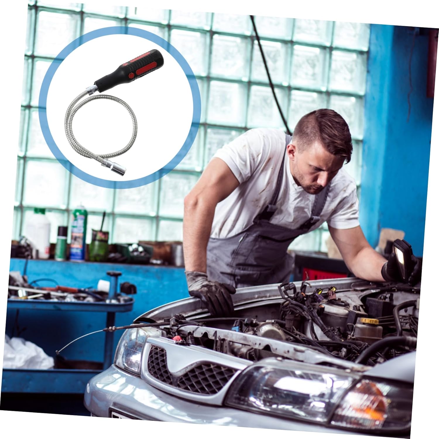 Esnek Manyetik Toplama Aracı - Mıknatıslı Spiralli Çubuk Metal Vida Civata Somun Arama Çubuğu 721781