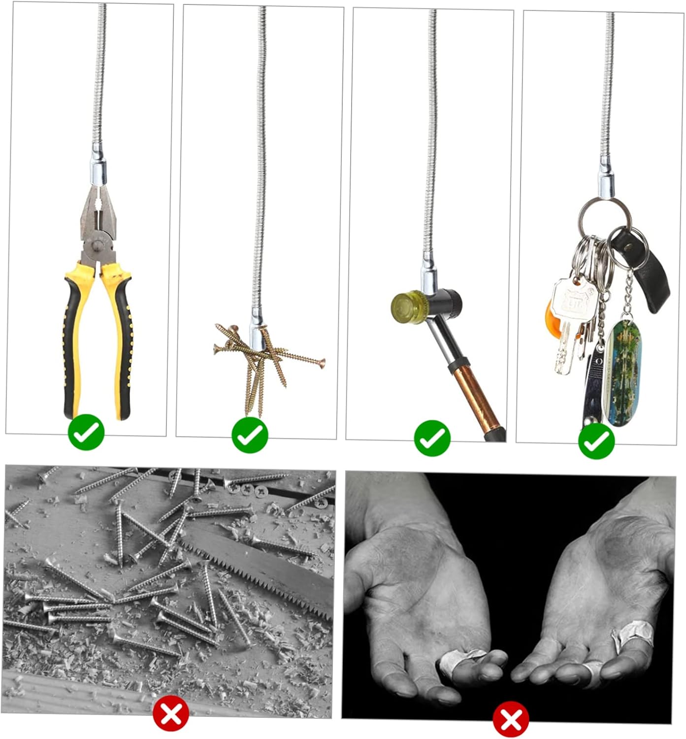 Esnek Manyetik Toplama Aracı - Mıknatıslı Spiralli Çubuk Metal Vida Civata Somun Arama Çubuğu 721781