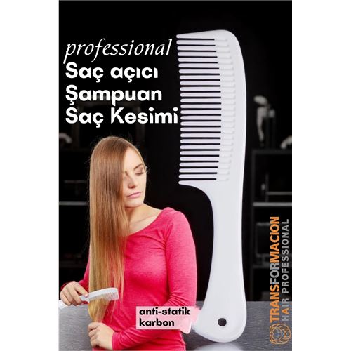 TransForMacion Dolaşık Saç Açıcı Tarak - Şampuan Saç Boyası Tarağı - Geniş Dişli Saç Kesim Tarağı Profesyonel 721784 