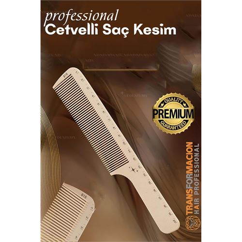 TransForMacion Cetvelli Saç Kesim Tarağı - Berber Kuaför Saç Kesim Tarağı Profesyonel 721785