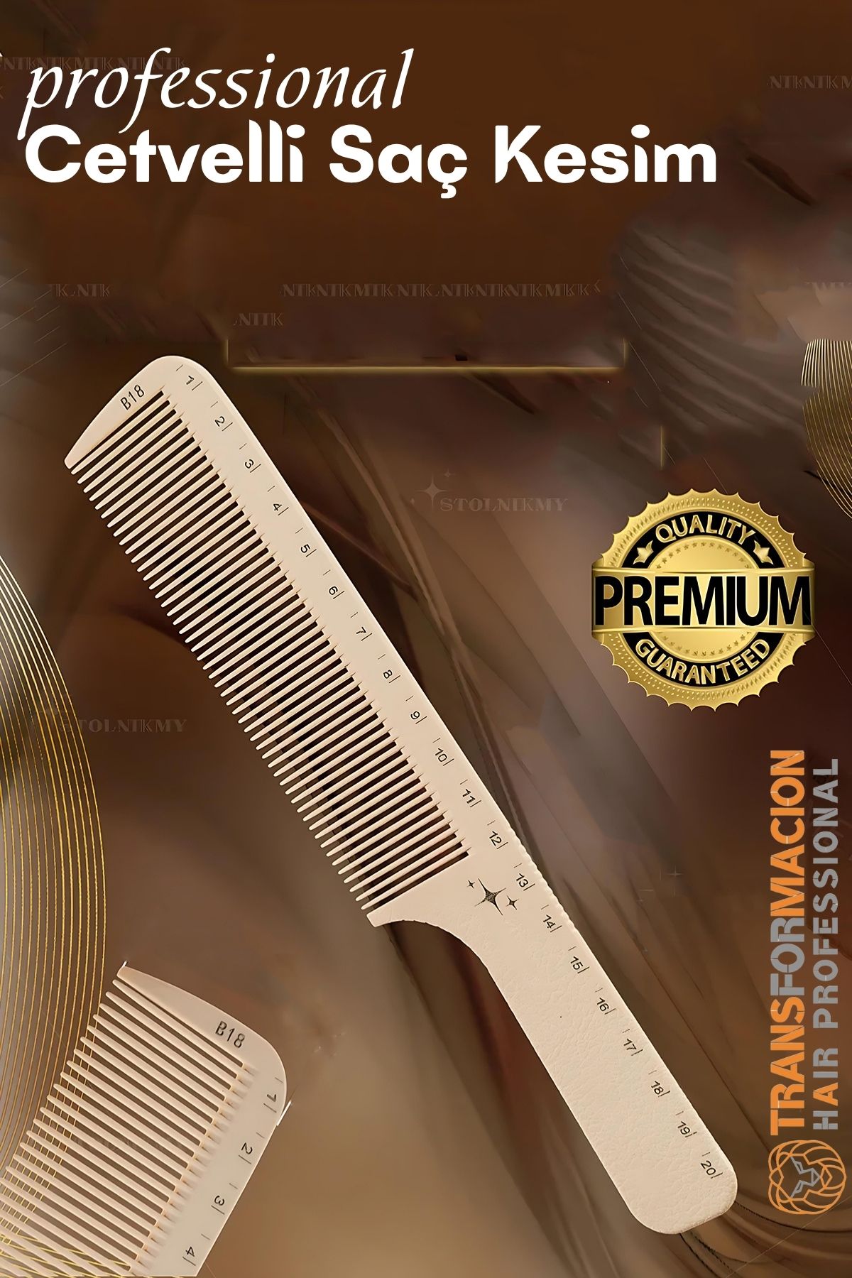 Cetvelli Saç Kesim Tarağı - Berber Kuaför Saç Kesim Tarağı Profesyonel 721785
