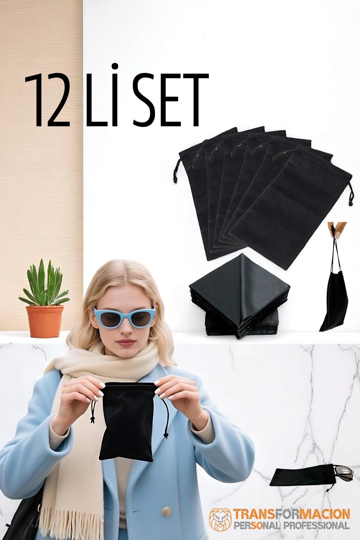 Kumaş Gözlük Kılıfı 6+6 Kılıf+Bezli SET  721796