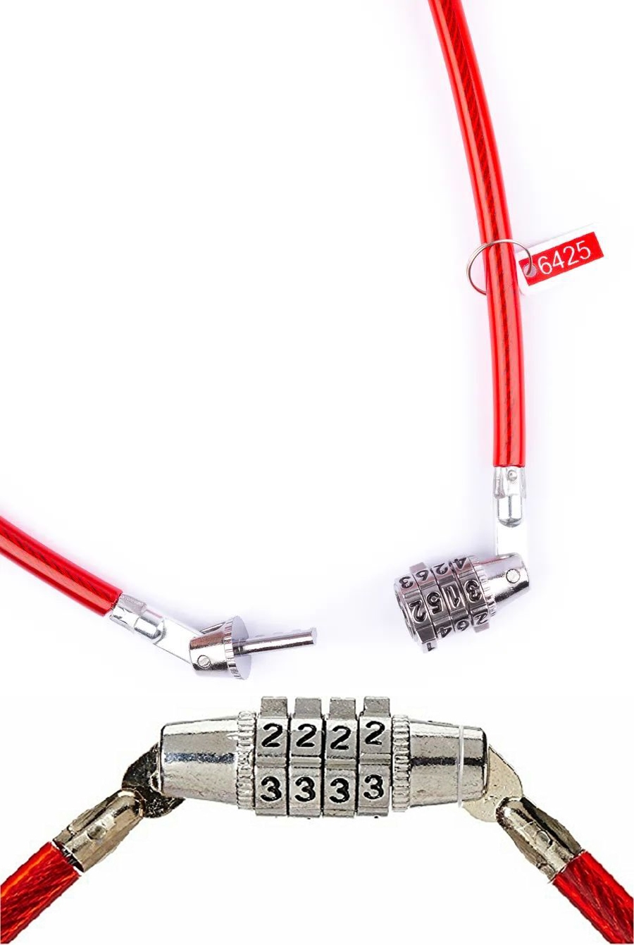 Şifreli Bisiklet Kilidi - 4 Kademe Şifreli Kablo Kilit - 50 cm Bavul Kilidi  721802