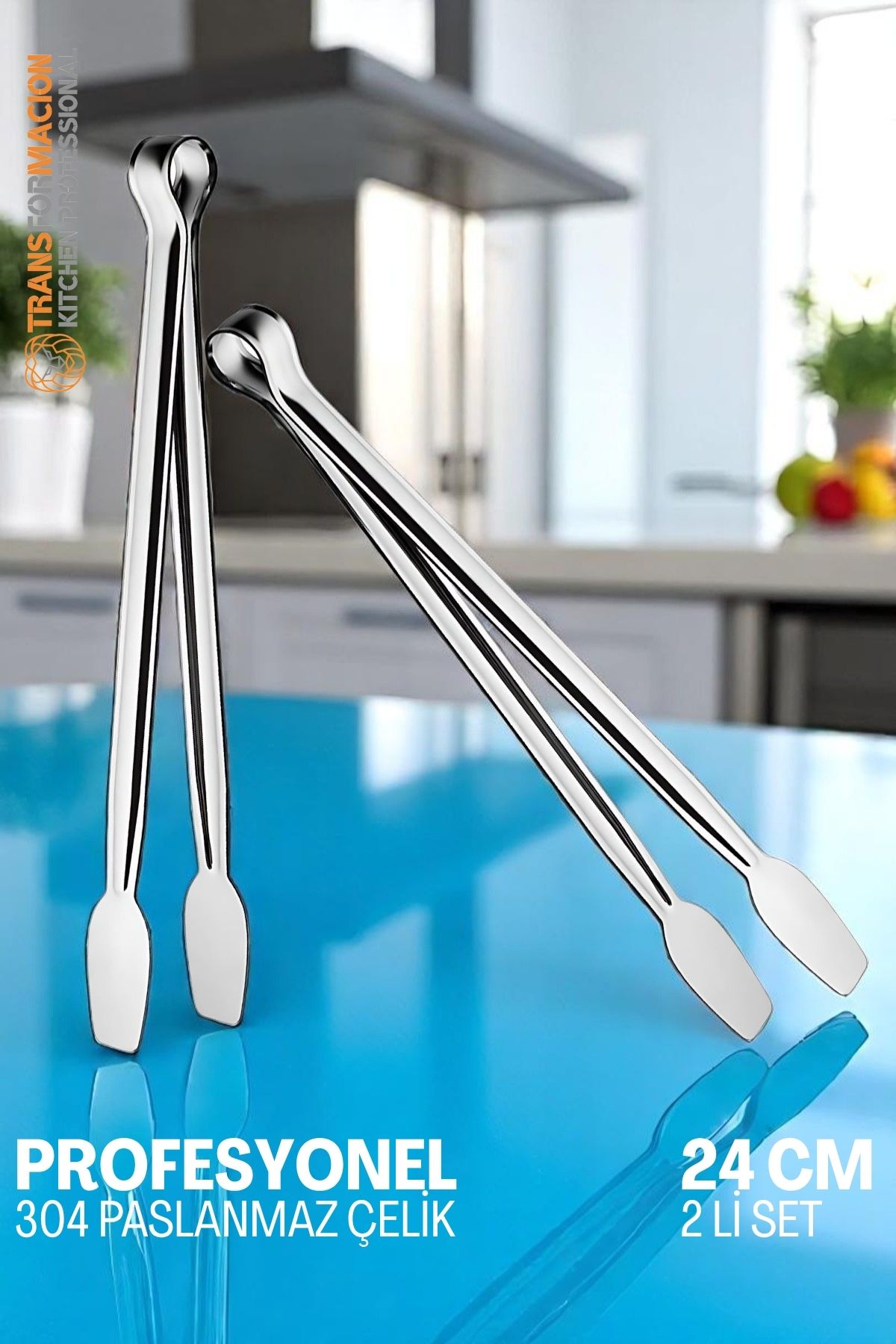 Mutfak Maşası - Mangal Barbekü Maşası - Izgara Maşası Tava Maşası Çelik  24 Cm 721807