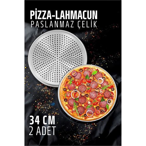 TransForMacion Pizza Tepsisi - Lahmacun Pizza Pide Pişirme Tepsisi 34 CM 2 li SET 721810