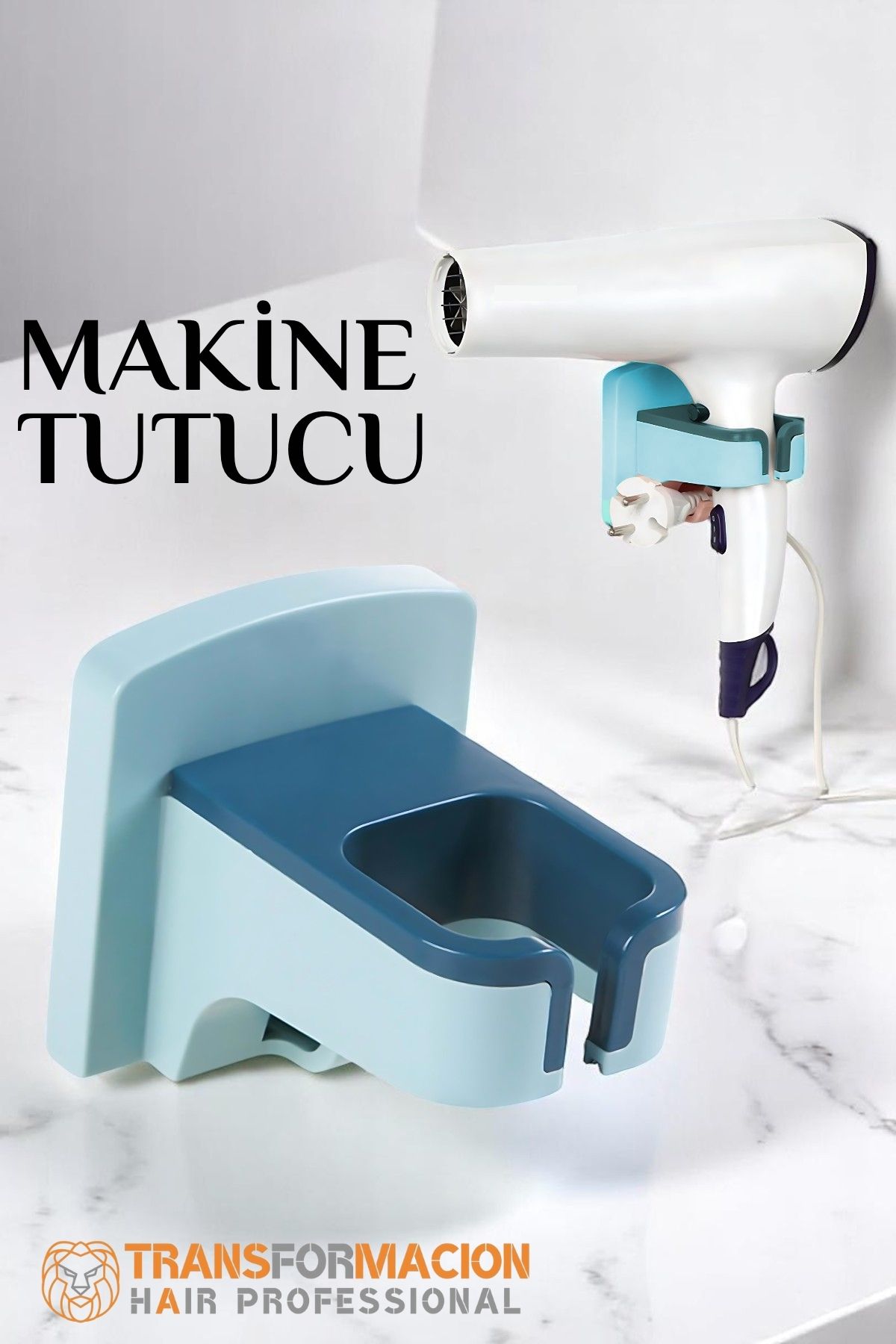 Saç Kurutma Makinesi Tutucu Pratik Yapışma MAVİ