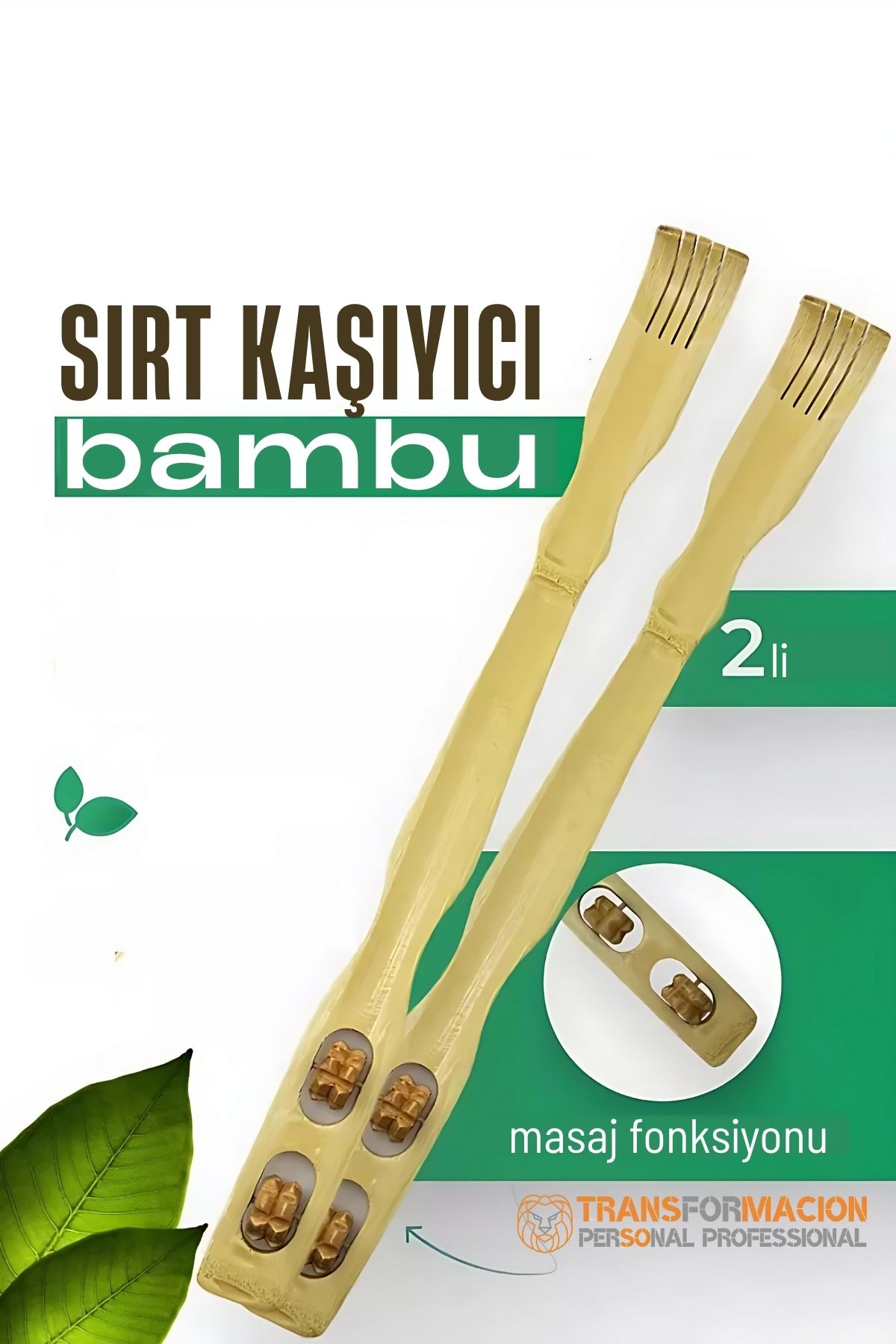Masajlı Sırt Kaşıma Aparatı - Bambu Sırt Kaşıyıcı 2 li set 