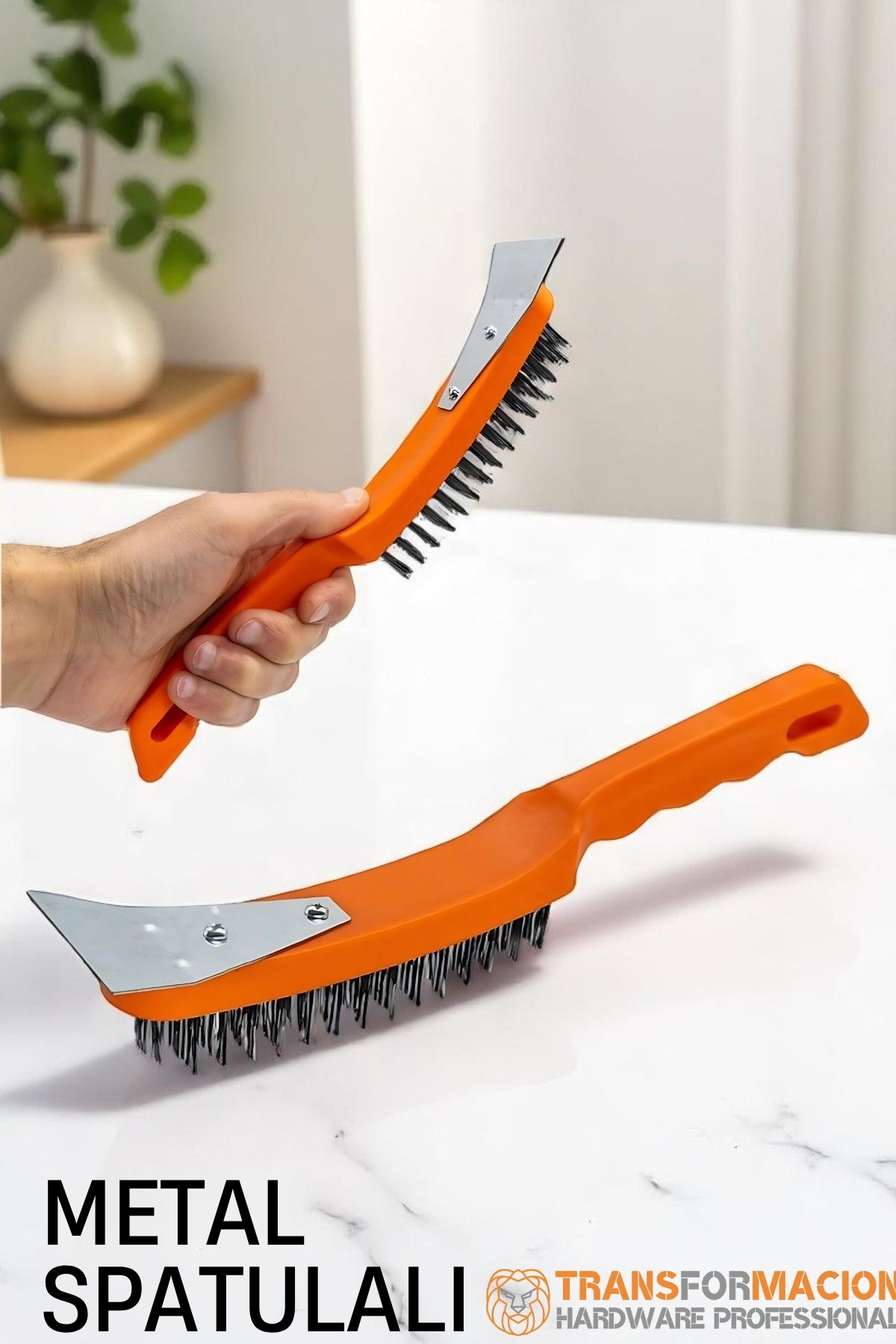 Metal Spatulalı Tel Fırça  - Kazıma Fırçası