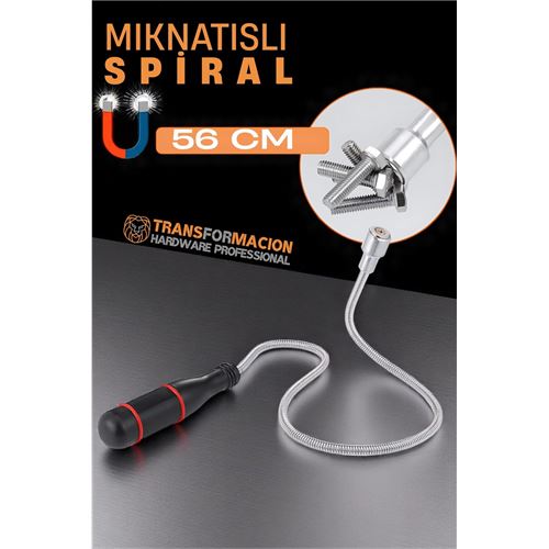 Modacar Esnek Manyetik Toplama Aracı - Mıknatıslı Spiralli Çubuk Metal Vida Civata Somun Arama Çubuğu 
