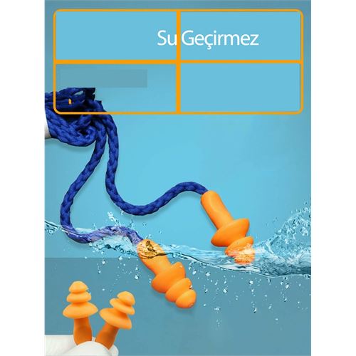 TransForMacion Kulak Tıkacı - İpli Silikon Kulak Tıkacı Seyahat Deniz Uyku Kulak Tıkacı 10 LU SET 721824