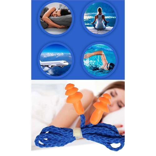 TransForMacion Kulak Tıkacı - İpli Silikon Kulak Tıkacı Seyahat Deniz Uyku Kulak Tıkacı 10 LU SET 721824