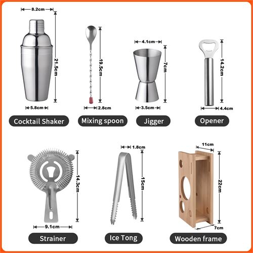 Transformacion Shaker Kokteyl Set - 7 Parça 550 ML Shaker Coctail Set  Bambu Standlı 721826