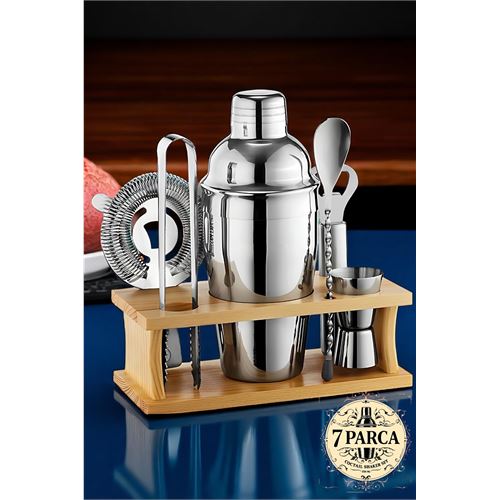 Transformacion Shaker Kokteyl Set - 7 Parça 550 ML Shaker Coctail Set  Bambu Standlı 721826