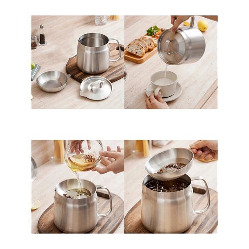 TransForMacion Barista Süt Potu- Filtreli Çok Amaçlı Pot - Yağ Filtresi Profesyonel 304 Paslanmaz Çelik 721828