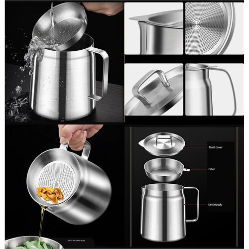 TransForMacion Barista Süt Potu- Filtreli Çok Amaçlı Pot - Yağ Filtresi Profesyonel 304 Paslanmaz Çelik 721828