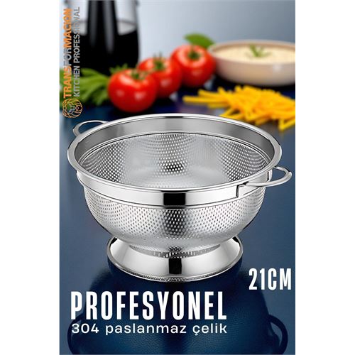 TransForMacion Ayaklı Kevgir - 304 Paslanmaz Çelik Profesyonel Ayaklı Süzgeç 21 Cm 721829