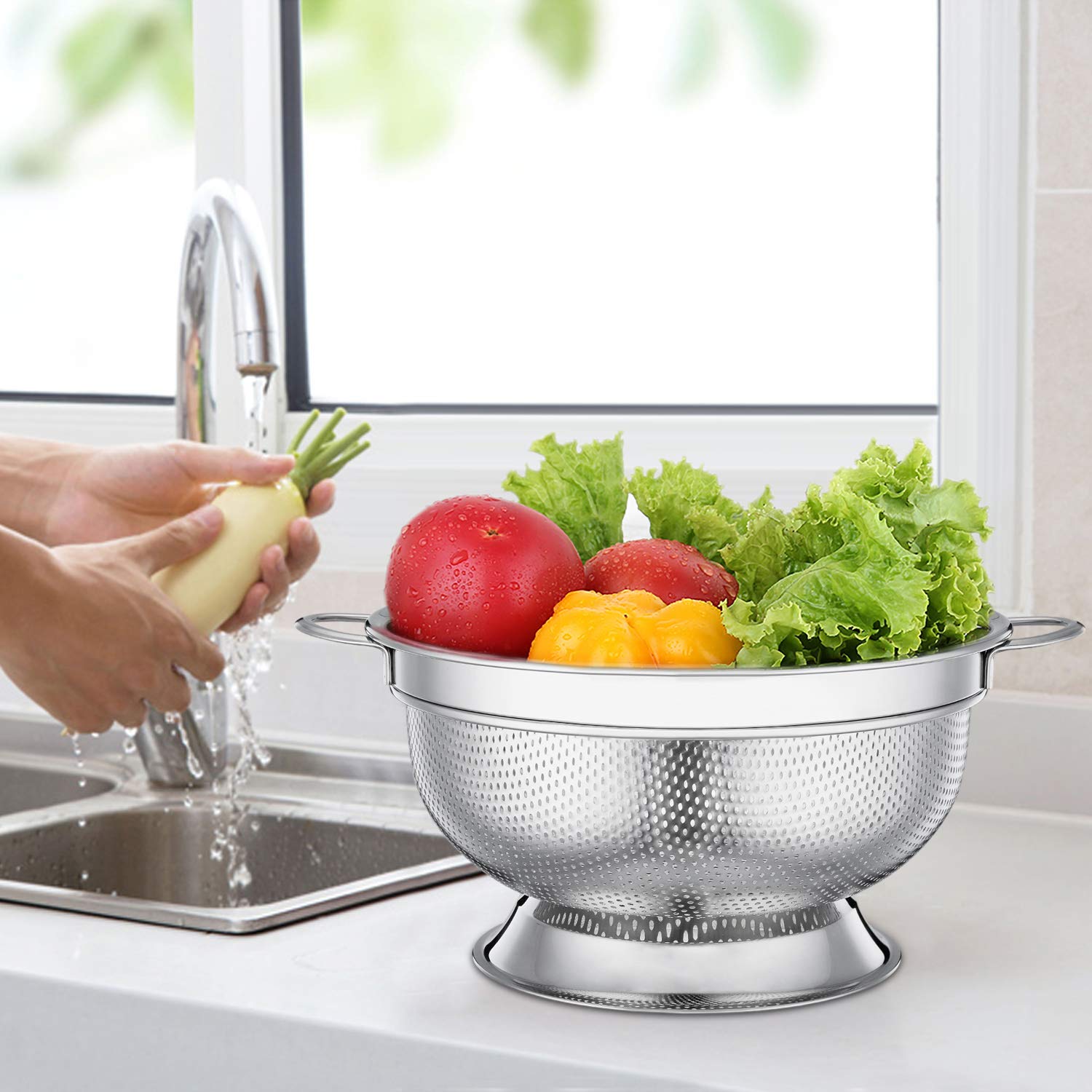 Ayaklı Kevgir - 304 Paslanmaz Çelik Profesyonel Ayaklı Süzgeç 21 Cm 721829