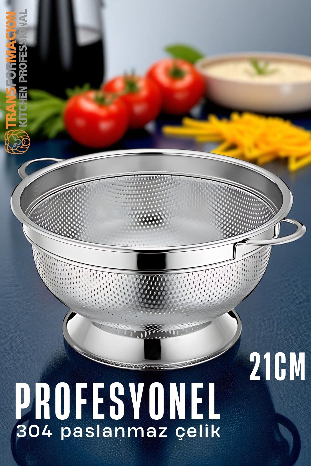 Ayaklı Kevgir - 304 Paslanmaz Çelik Profesyonel Ayaklı Süzgeç 21 Cm 721829