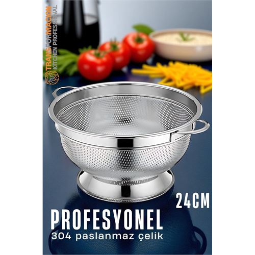 TransForMacion Ayaklı Kevgir - 304 Paslanmaz Çelik Profesyonel Ayaklı Süzgeç 24 Cm 721830