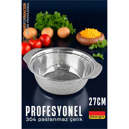 TransForMacion Alman Tip Kevgir - 304 Paslanmaz Çelik Profesyonel Süzgeç 27 Cm 721834