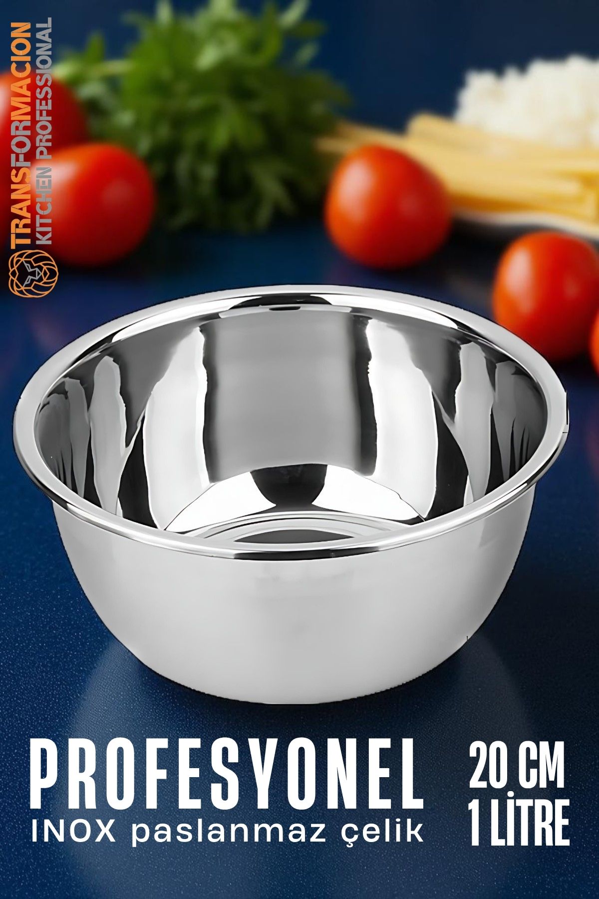 Inox Kase  - 20 Cm 1 Litre Karıştırma Kabı Profesyonel 304 Paslanmaz Çelik 721835