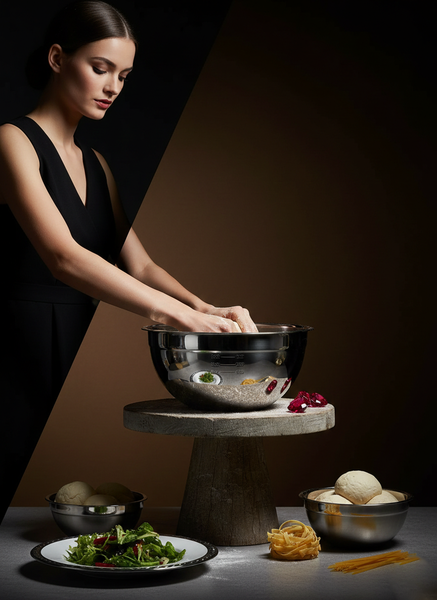 Inox Ölçekli Derin Kase  - 24 Cm 2 Litre Karıştırma Kabı Profesyonel 304 Paslanmaz Çelik 721842