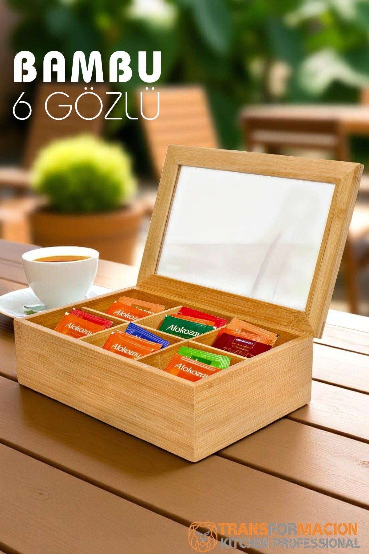 Poşet Çay Kutusu Ahşap Sallama Çay Organizer Kahve Şeker Aksesuar Kutusu 721846