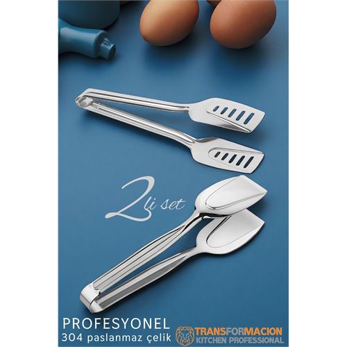 TransForMacion Mutfak Maşa Seti - Makarna Pasta Salata Çok Amaçlı Maşa 2 li SET 304 Paslanmaz Çelik 721849