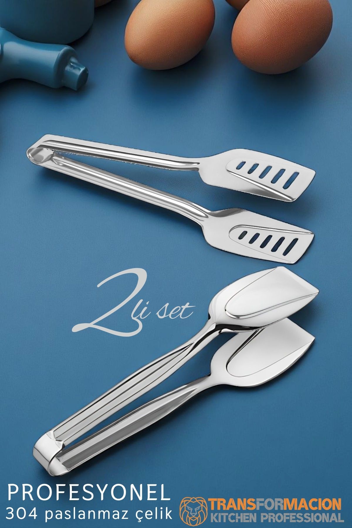 Mutfak Maşa Seti - Makarna Pasta Salata Çok Amaçlı Maşa 2 li SET 304 Paslanmaz Çelik 721849