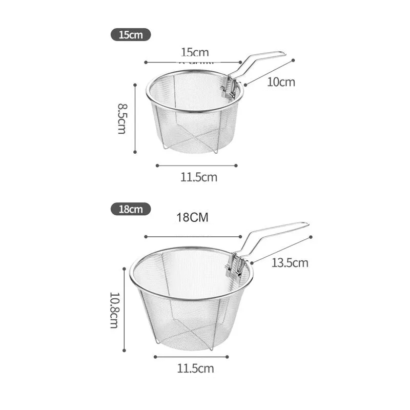 2 Boy Kızartma Süzgeci Patates Kızartma Filtresi 304 Paslanmaz Çelik 721875