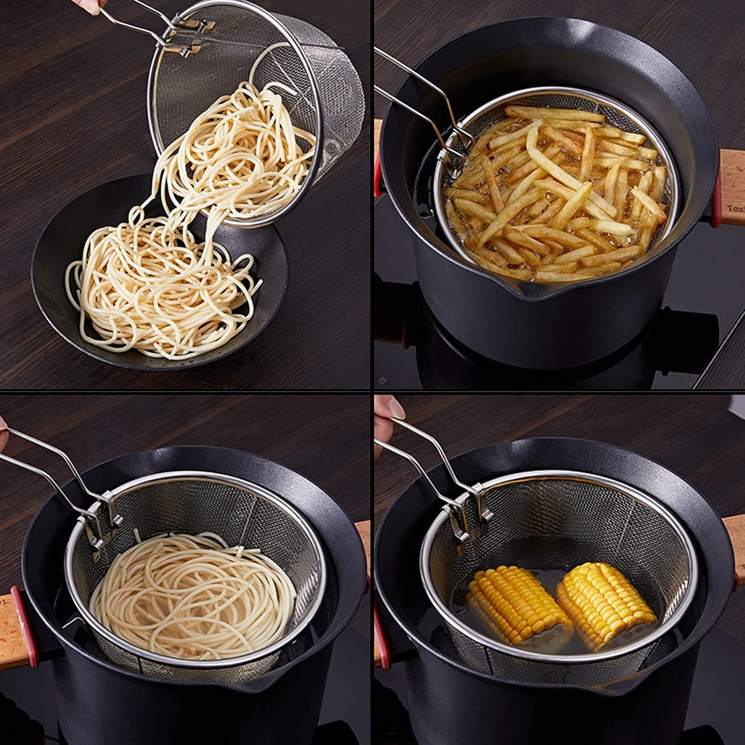 2 Boy Kızartma Süzgeci Patates Kızartma Filtresi 304 Paslanmaz Çelik 721875