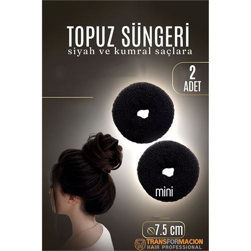 TransForMacion SİYAH Mini Saç Topuz Süngeri  2 ADET 7.5 CM Çap 3 cm Kalınlık 721885