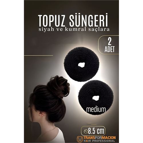 TransForMacion SİYAH Mini Saç Topuz Süngeri  2 ADET 8.5 CM Çap 3.5 cm Kalınlık 721886