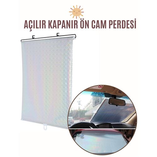 Modacar Aynalı Yansıtıcılı Açılır Kapanır Ön Cam Perdesi 