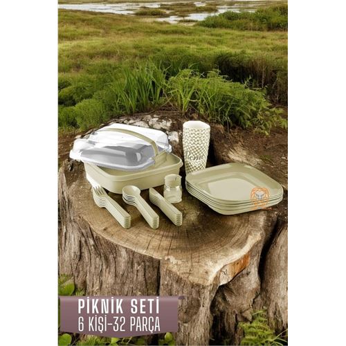 Modacar Piknik Seti 6 Kişilik 32 Parça LATTE 
